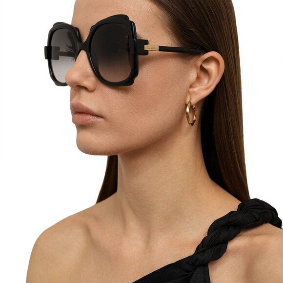 Gucci GG1431S 001 Women Butterfly Sunglasses - Black / Grey main image 8
